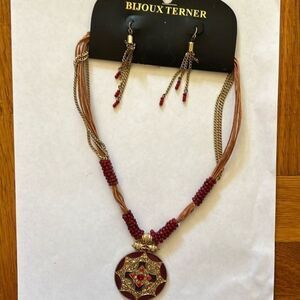 Bijoux terner red necklace and earring bundle
